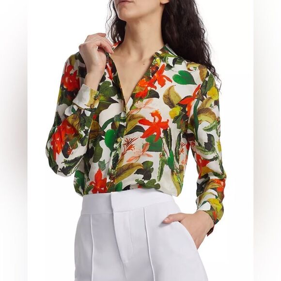 Alice + Olivia Silk Button-Down Shirt size S - Picture 3 of 15